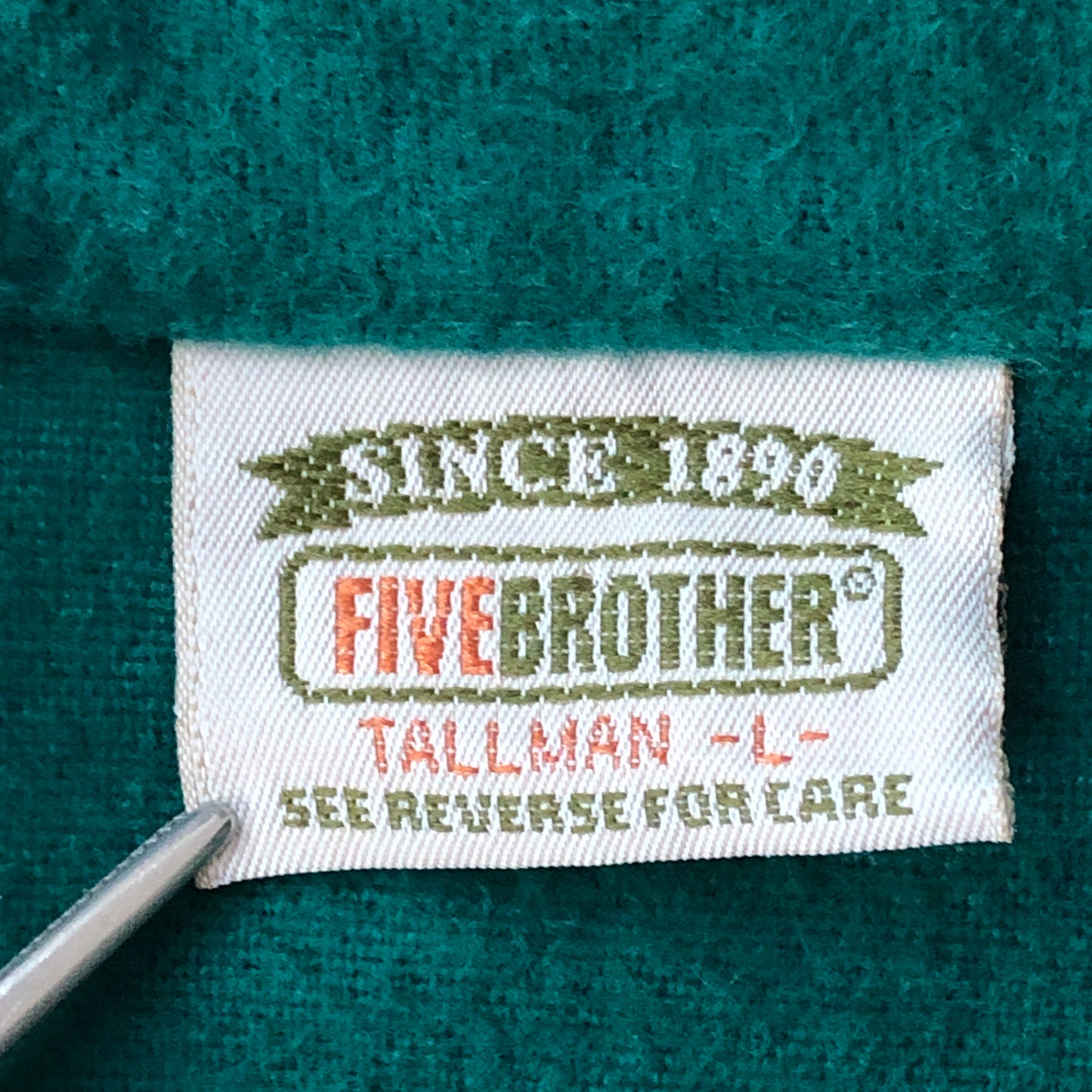 90s vintage USA製 FIVEBROTHER ファイブブラザー 長袖シャツ コットンシャツ ネルシャツ グリーン