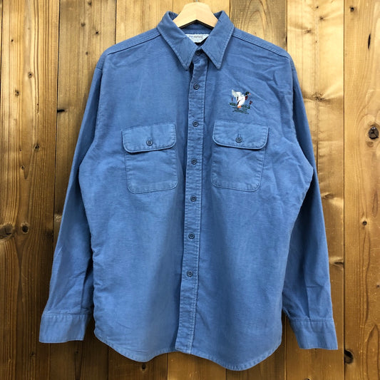 USA製 80s vintage FIVE BROTHER ファイブブラザー フランネルシャツ ネルシャツ 長袖シャツ 刺繍 ブルー
