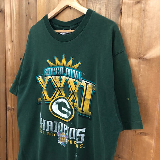 90s vintage USA製 PRO LAYER プロレイヤー NFL SUPER BOWL スーパーボウル Green Bay Packers グリーンベイパッカーズ プリントTシャツ 半袖 カットソー