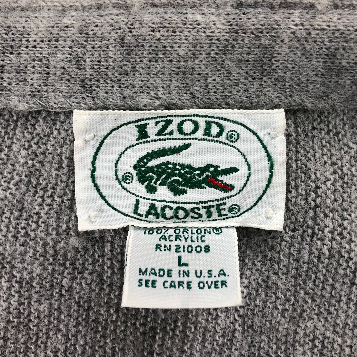 80s USA製 IZOD LACOSTE アイゾット ラコステ ニット セーター カーディガン 無地 ワンポイント