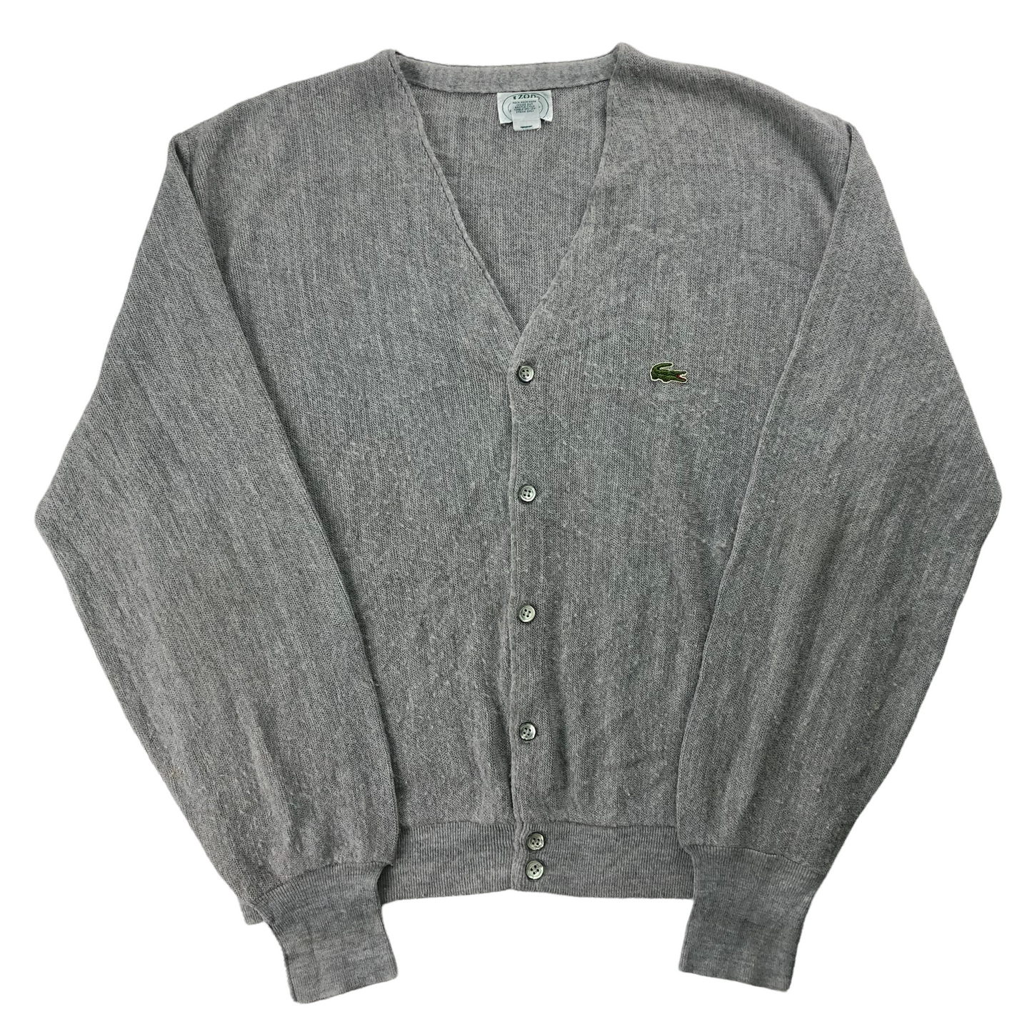80s USA製 IZOD LACOSTE アイゾット ラコステ ニット セーター カーディガン 無地 ワンポイント