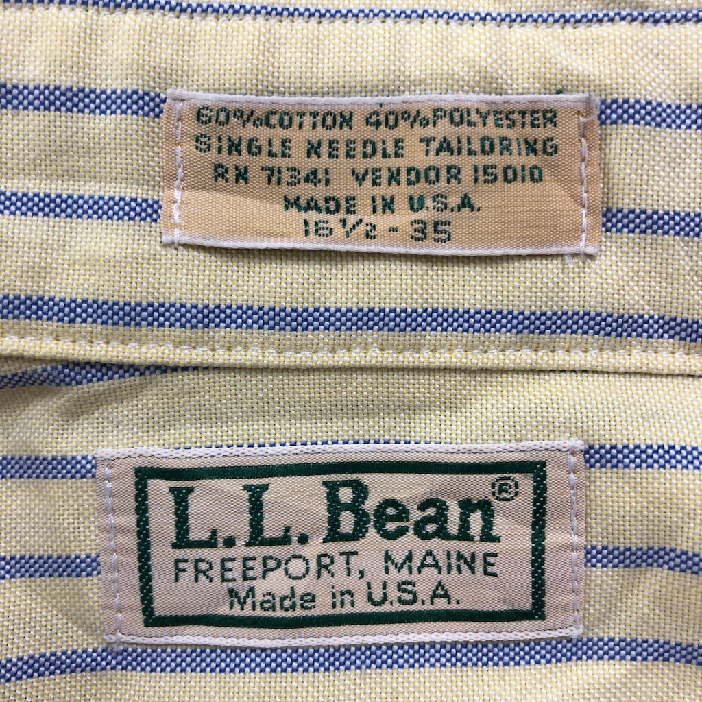 90s vintage USA製 L.L.Bean エルエルビーン  長袖シャツ チェック 16.5 オックスフォオード
