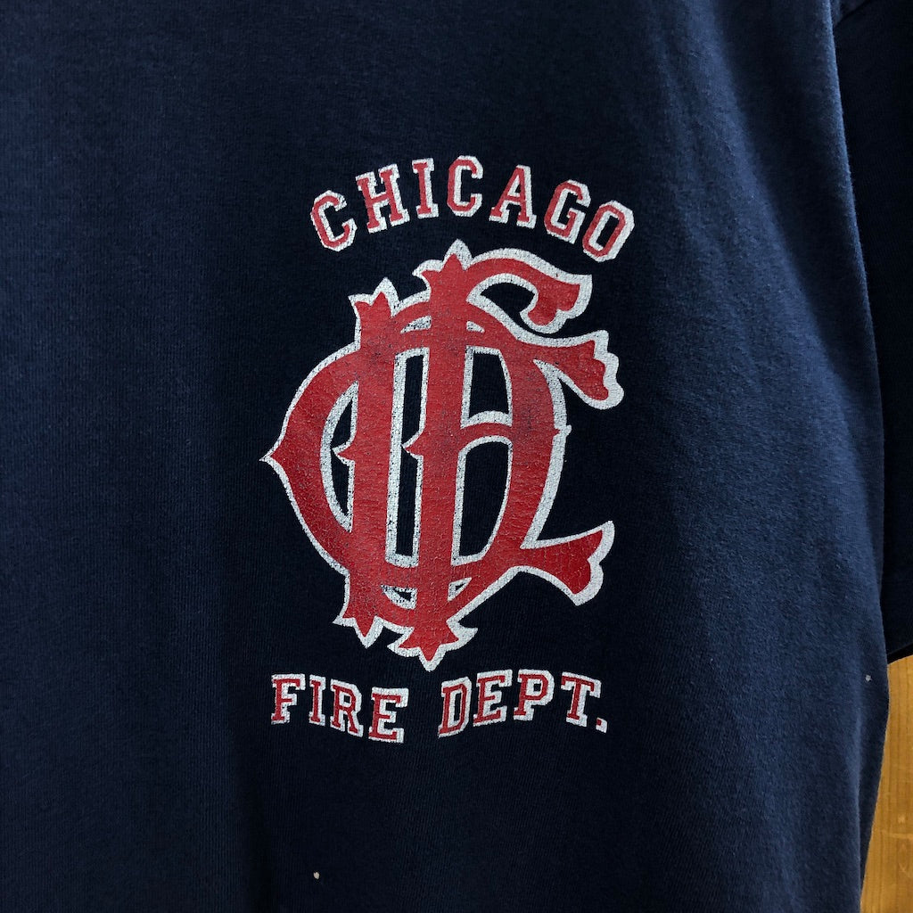 90s vintage USA製 FRUIT OF THE LOOM フルーツオブザルーム CHICAGO FIRE DEPT シカゴ市消防局 プリントTシャツ 半袖 カットソー