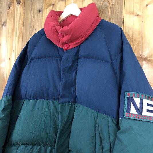 90s vintage NAUTICA ノーティカ ダウンジャケット マルチカラー ワッペン EXPEDITION