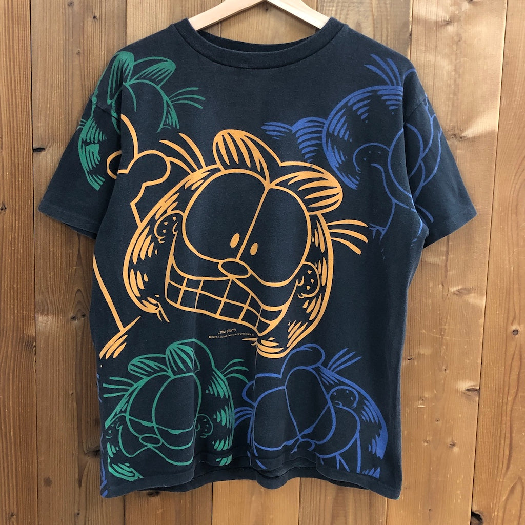 90s vintage DELTA デルタ Garfield ガーフィールド プリントTシャツ 半袖 カットソー ビッグプリント アメキャラ