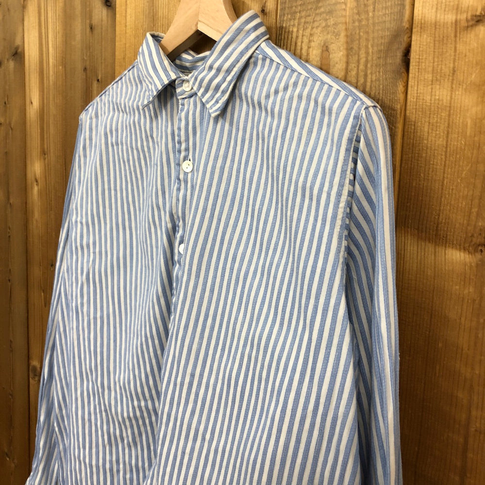 Turm WASCHE ドイツ パジャマシャツ 長袖シャツ スリーピングシャツ プルオーバー ストライプ ブルー 古着