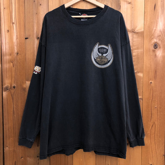 USA製 HARLEY-DAVIDSON ハーレーダビッドソン 105周年記念 ロンT 長袖Tシャツ バックプリント