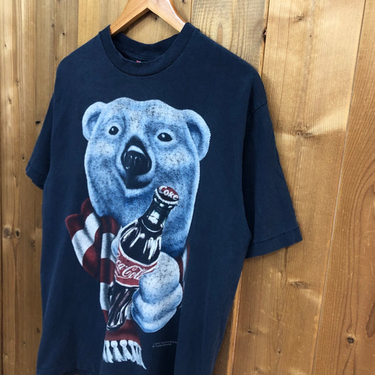 90s vintage USA製 Coka Cola コカコーラ Polar Bear ポーラーベア プリントTシャツ 半袖 カットソー 1995年