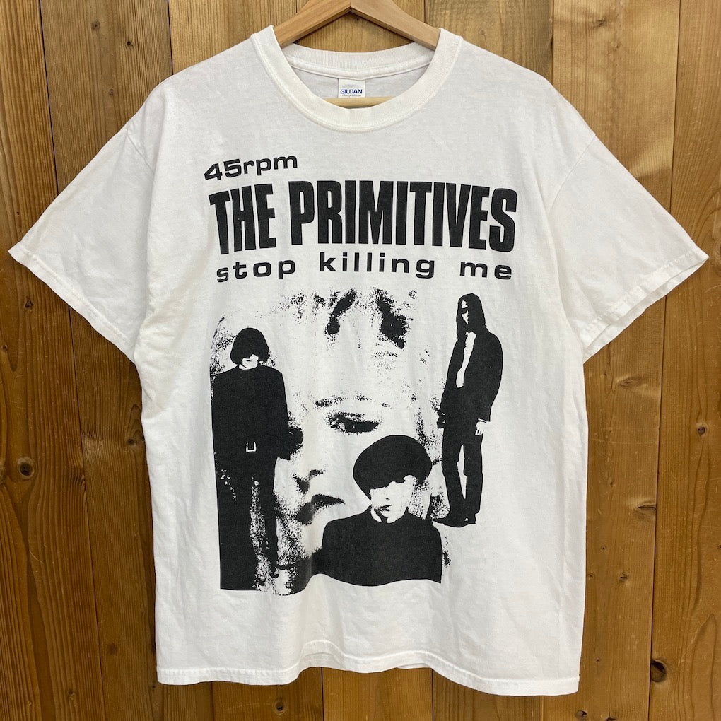 GILDAN ギルダン 45rpm THE PLIMITIVES stop killing プリントTシャツ 半袖 カットソー 古着/USED