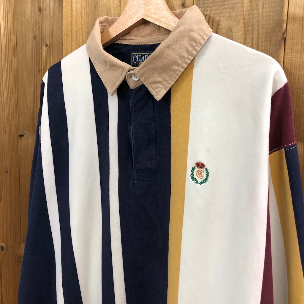 80s vintage CHAPS チャップス ラガーシャツ 長袖 マルチストライプ柄