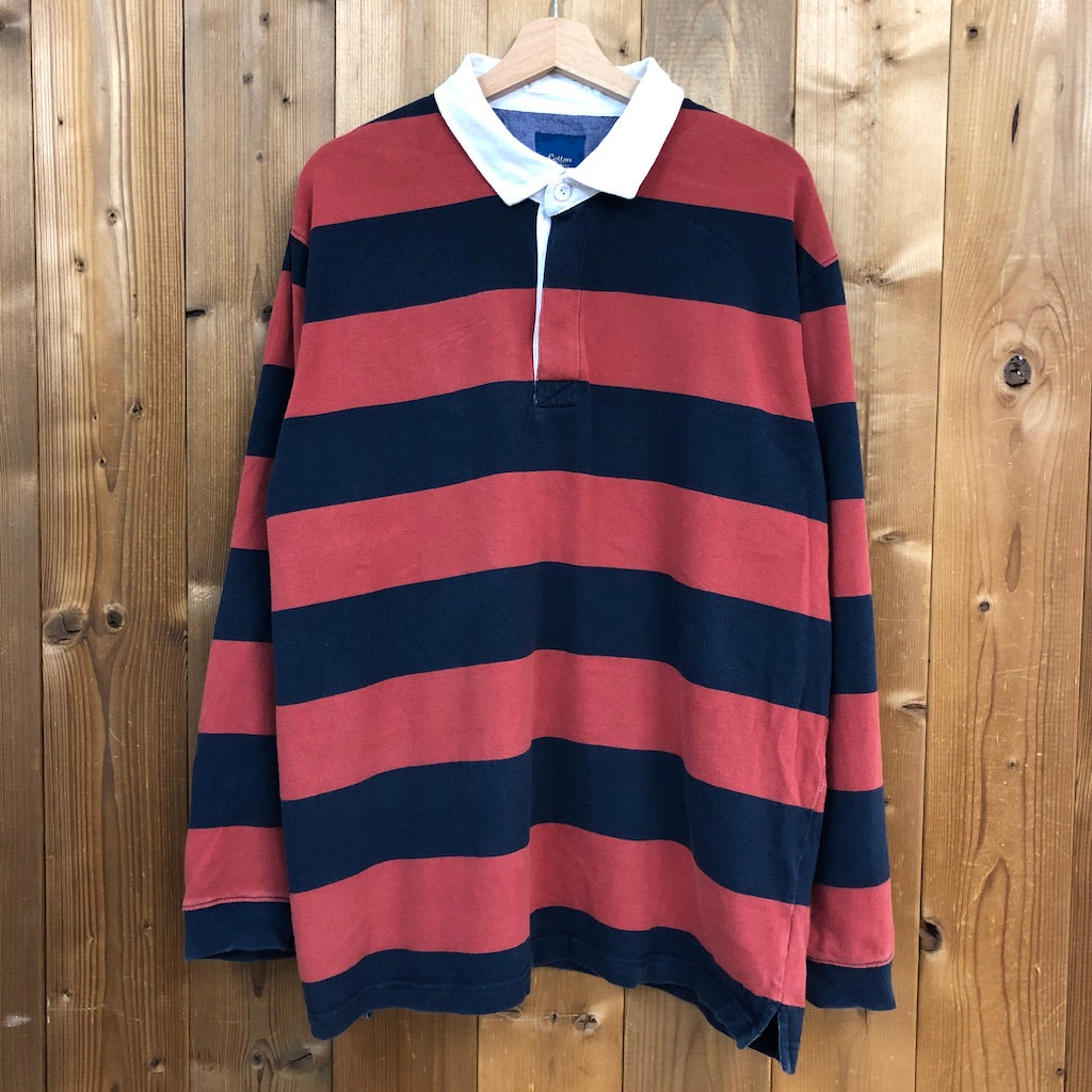 Cotton TRADERS コットントレーダーズ ラガーシャツ 長袖 ポロシャツ レッド、ネイビー