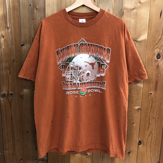 00s vintage ALSTYLE アルスタイル NATIONAL CHAMPIONS ナショナルチャンピオンズ TEXAS LONGHORNS テキサスロングホーンズ ラグビー プリントTシャツ 半袖 カットソー  2006年 オレンジ