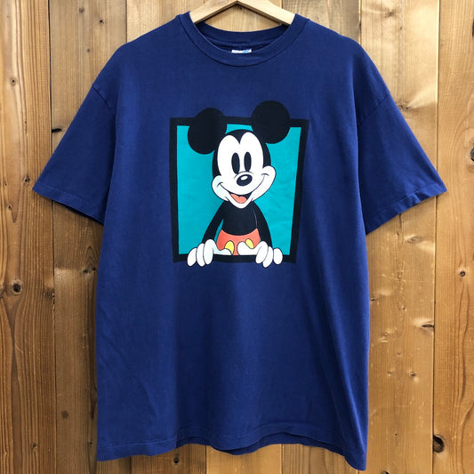 USA製 Hanes ヘインズ Mickey ミッキー ディズニー キャラクターTシャツ 半袖 カットソー ビッグプリント
