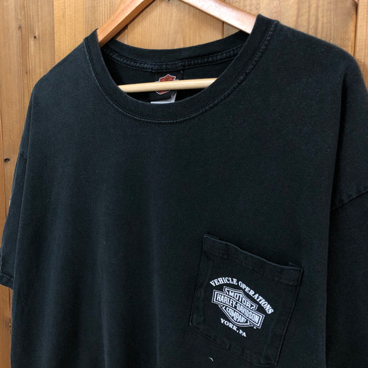 USA製 Hanes ヘインズ HARLEY-DAVIDSON ハーレーダビッドソン Tシャツ 半袖 カットソー 胸ポケット バックプリント