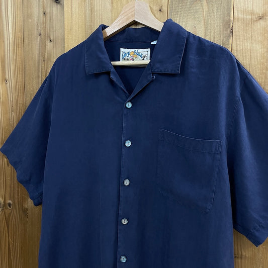Gary's Island ゲイリーズアイランド オープンカラーシャツ 半袖 シェルボタン 100%シルク