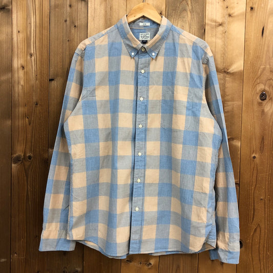 J.Crew BDシャツ ボタンダウン 長袖シャツ ブロックチェック ブロックチェック（ライトブルー、ベージュ）
