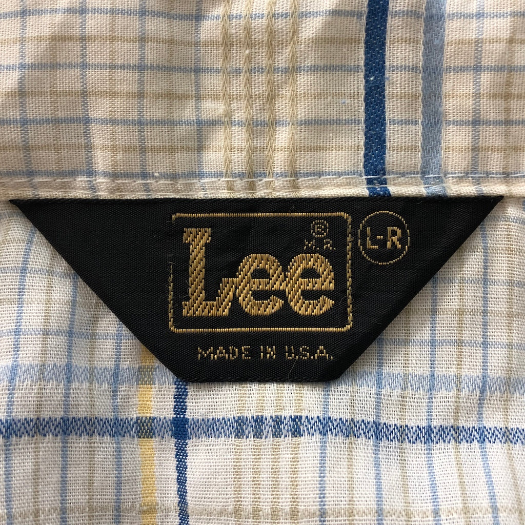70s vintage USA製 Lee リー 長袖シャツ ウエスタンシャツ チェック ホワイト/ブルー/イエロー