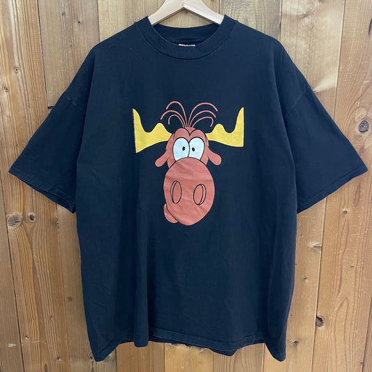 90s vintage USA製 Hanes ヘインズ TACO BELL タコベル プリントTシャツ アドバタイジングT ロッキーとブルウィンクルの大冒険 キャラクター バックロゴ 半袖 カットソー 1994年