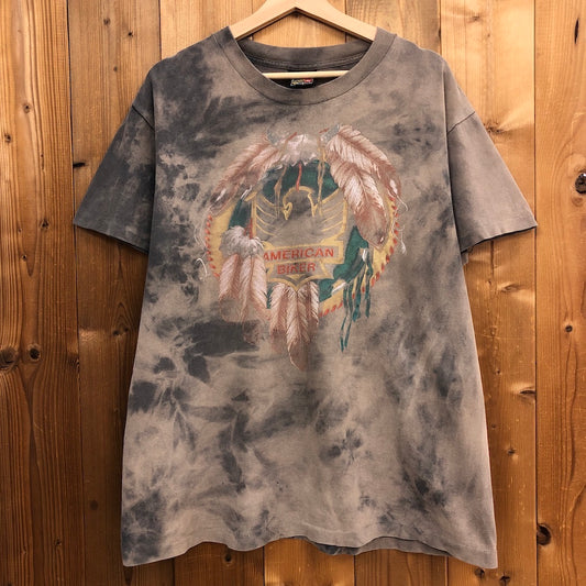 USA製 3D EMBLEM Tシャツ 半袖 カットソー タイダイ柄 ビッグプリント バックプリント