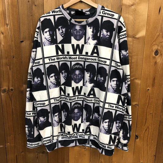 SMW Run the world NWA ドクタードレ アイスキューブ マルチプリント ヒップホップ スウェット トレーナー プルオーバー