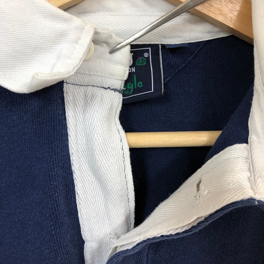 THE SRU COLLECTION BY Pringle OF SCOTLAND ラガーシャツ 長袖 ポロシャツ ネイビー、ホワイト