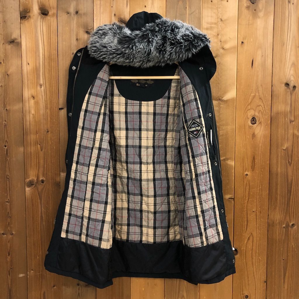 Barbour バブアー HELVELLYN PARKA ヘルヴェリンパーカー ファーコート GORE-TEX ゴアテックス 着脱フーディ ジップアップ レディース36 ブラック
