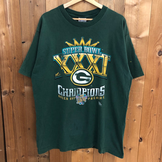 90s vintage USA製 PRO LAYER プロレイヤー NFL SUPER BOWL スーパーボウル Green Bay Packers グリーンベイパッカーズ プリントTシャツ 半袖 カットソー