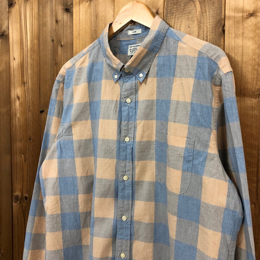 J.Crew BDシャツ ボタンダウン 長袖シャツ ブロックチェック ブロックチェック（ライトブルー、ベージュ）