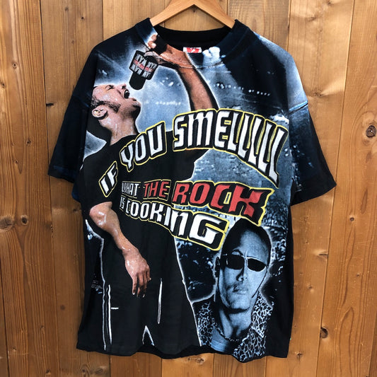 00s vintage SOGO Dwayne Johnson ドウェインジョンソン プリントTシャツ 半袖 カットソー ビッグプリント コットン プロレス 2000年製