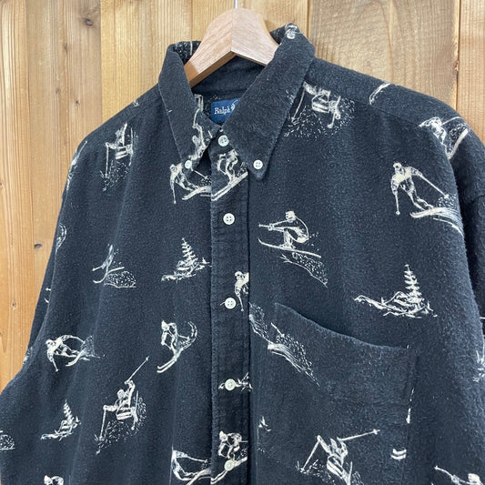 Ralph Lauren ラルフローレン BIG SHIRT フランネルシャツ 100%コットン スキー 総柄