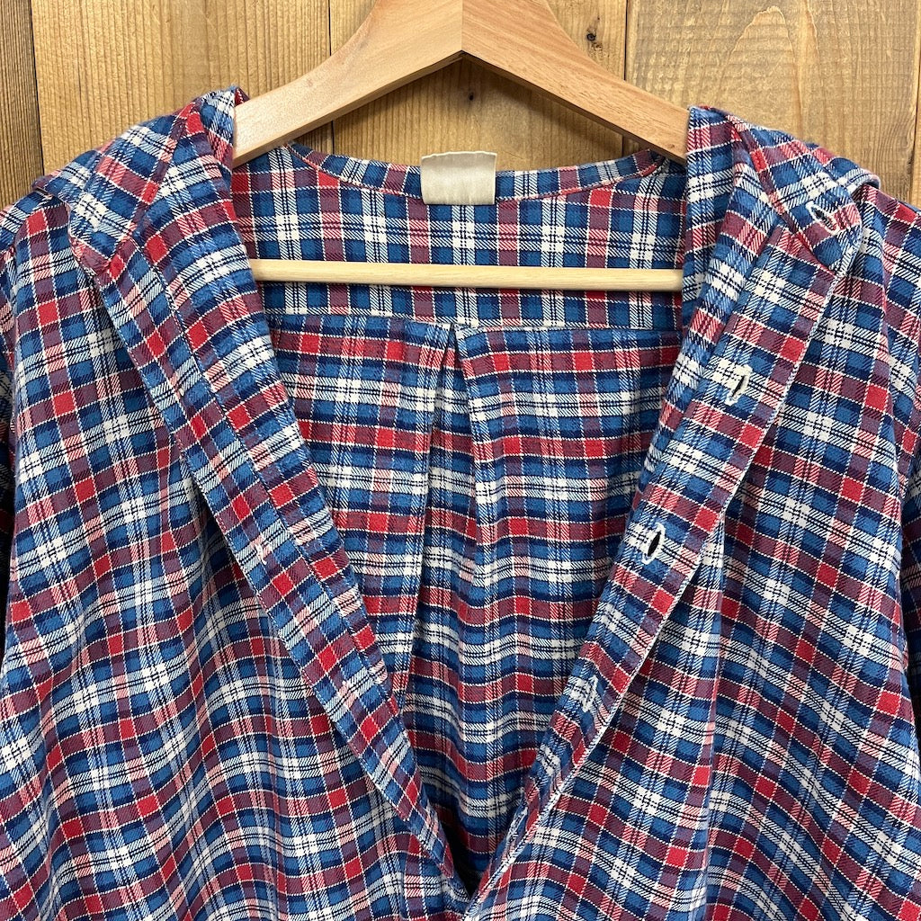 70s vintage WUL ORIGINAL ウールオリジナル グランパシャツ 長袖シャツ パジャマシャツ チェック柄 プルオーバー ブルー系 チェック柄