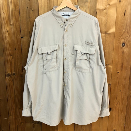 Columbia コロンビア 長袖シャツ フィッシングシャツ PFG メッシュ ベージュ