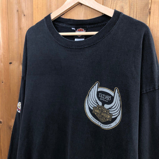 USA製 HARLEY-DAVIDSON ハーレーダビッドソン 105周年記念 ロンT 長袖Tシャツ バックプリント