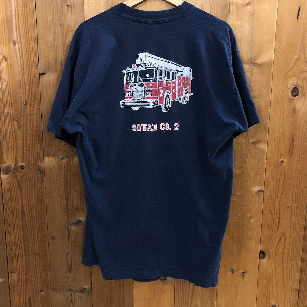 90s vintage USA製 FRUIT OF THE LOOM フルーツオブザルーム CHICAGO FIRE DEPT シカゴ市消防局 プリントTシャツ 半袖 カットソー