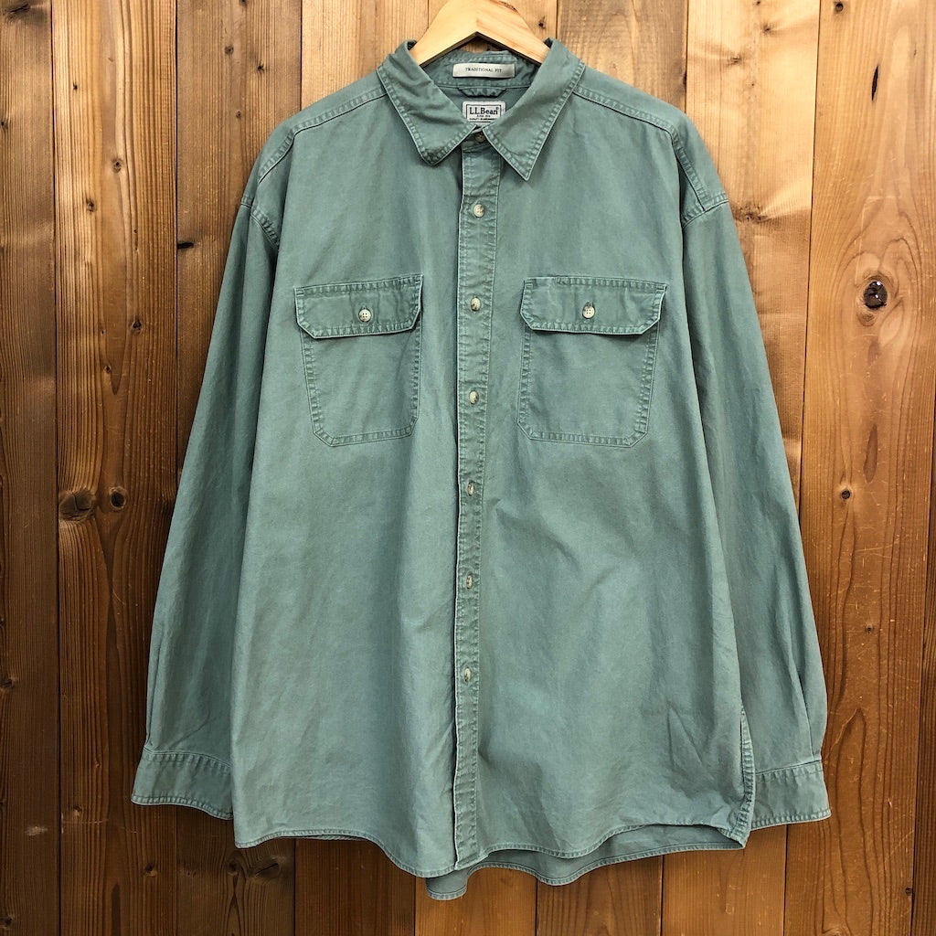 L.L.Bean エルエルビーン 長袖シャツ ダブルポケット グリーン
