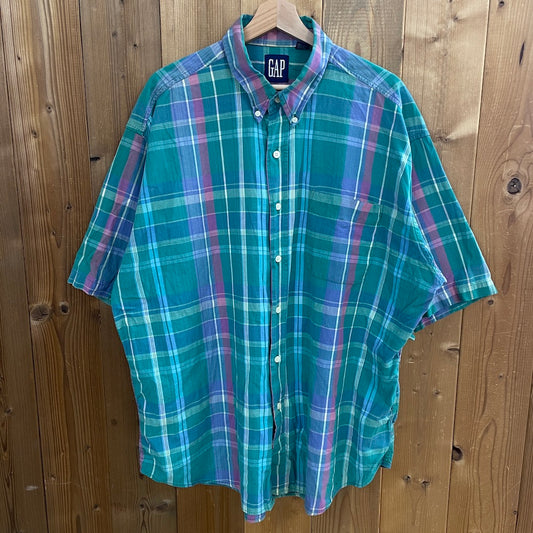 90s vintage OLD GAP ギャップ チェック半袖シャツ BDシャツ ボタンダウン 古着/USED