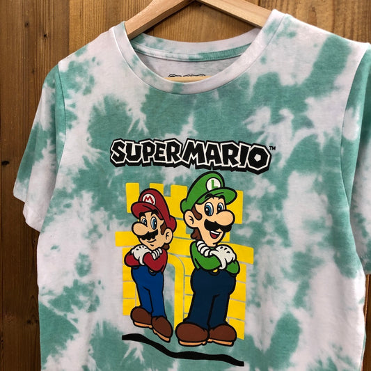 SUPER MARIO スーパーマリオ Tシャツ 半袖 カットソー タイダイ染め ビッグプリント ゲームTシャツ キャラクターTシャツ
